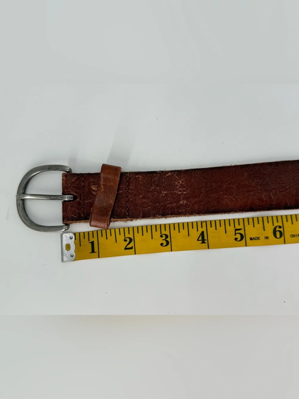 American Eagle Vintage‎ Tooled Boho Bohemian Floral Brown Leather Belt M/L